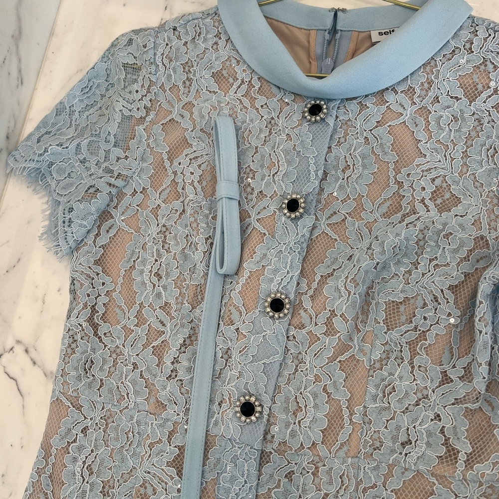 Self-Portrait Light Blue Lace Midi Dress size 8 - Picture 8 of 10